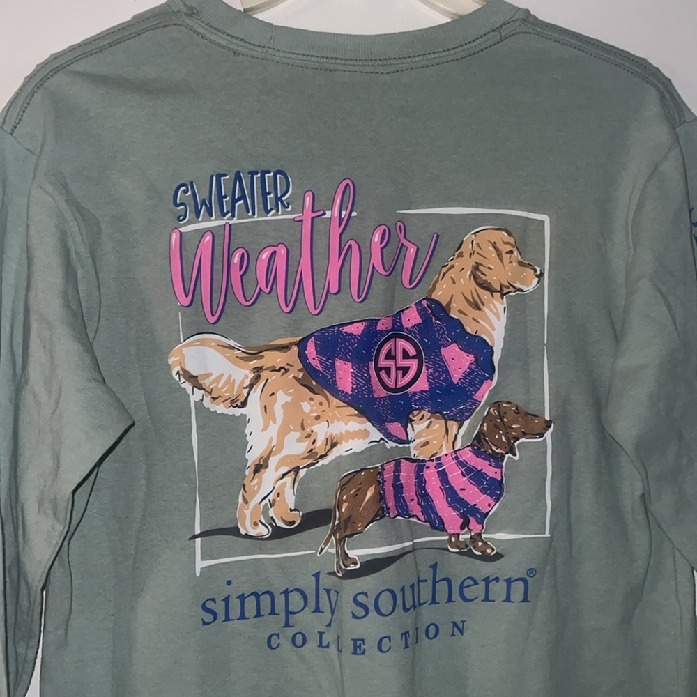 Simply Southern Shirt youth medium Cotton Dog Logo long Sleeve